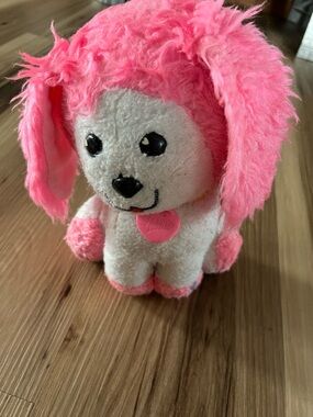 Mattel 1982 Poochie Puppy Dog Plush W/ Heart Tag White Pink Soft Toy 80s Vtg 9”